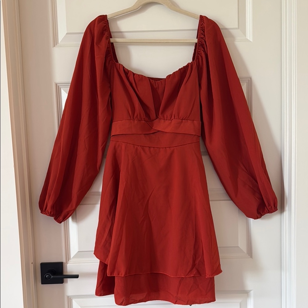 Zaful Red Long Sleeve Sundress for Weddings